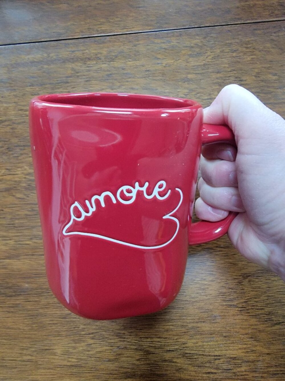 "Amore" Rae Dunn ceramic mug in red and white, by Magenta adorable EUC 16oz